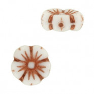 Czech bloem kraal 9mm White rosegold capri painted 03000/54319